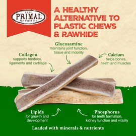 Primal Antlers for Dogs - Grade A Split Elk Antlers for Large Dogs 45-60 lb - Natural Dog Chews for Aggressive Chewers - Naturally Shed Antlers - Long Lasting Dog Bones - 1 ct