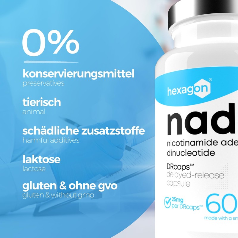 NADH 25mg - +2 Month Treatment - 60 Capsules DRcaps™