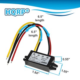 HQRP DC-DC Step Down Converter 12/24V to 5V 3A 15W with Open Wire Connector Power Supply Adapter Compatible with Car Radio, Dash cam, GPS Navigation Waterproof Voltage Regulator