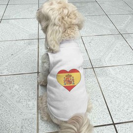 'Spain Flag Heart' Pet Dog/Cat T-Shirt (PT00152268)