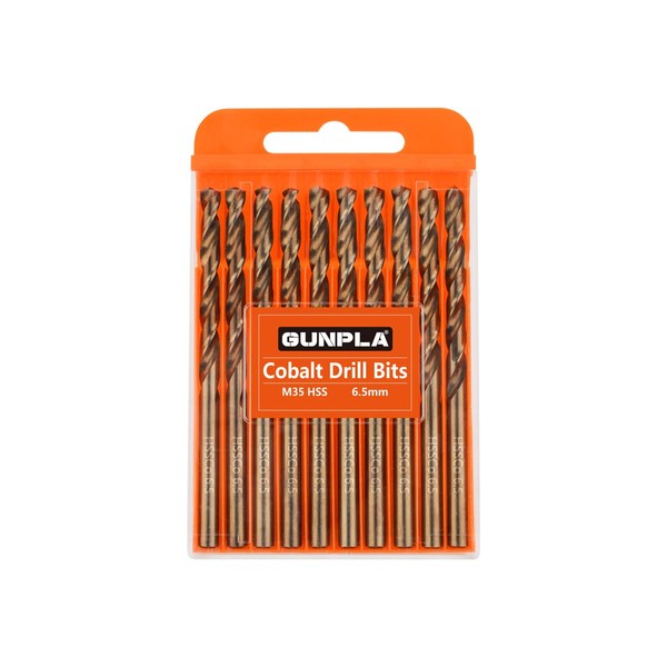 Gunpla Cobalt Drill Bits 6.5mm 10-Pieces, M35 HSS Metric Straight
