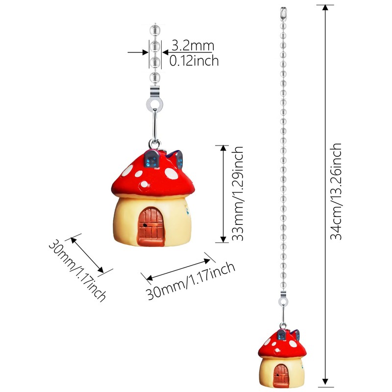 Hyamass 12 inch Ceiling Fan Pull Chain Extension Mushroom House