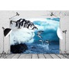 CORFOTO 8x6ft Fabric Penguin Photography Backdrop Winter Antarctic Scene Background