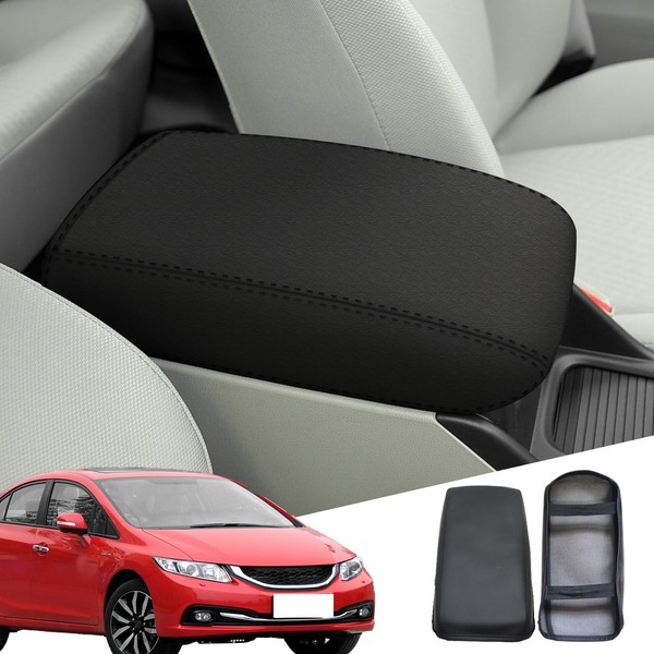 faccaibbg Center Console Cover for Honda Civic 2012-2015(Black),Waterproof Leather Anti-Scratch