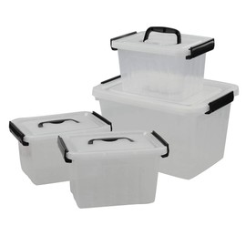 Utiao Plastic Bin with Lid, Latching Box (12 Quart, 3 Quart)