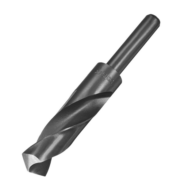 sourcing map Reduced Shank Drill Bit 22.5mm High Speed Steel HSS 9341 Black Oxide with 1/2 Inch Straight Shank