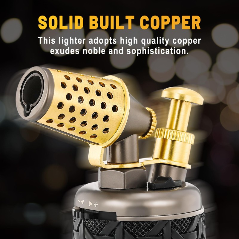 Ambrogio.L Jet Torch Lighter,Tabletop Refillable Butane Gas Windproof Cigar Copper