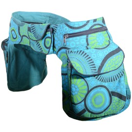 Kunst und Magie Double Bum Bag Side Bag Belt Bag Festival Bag Hippie Goa - Blue -