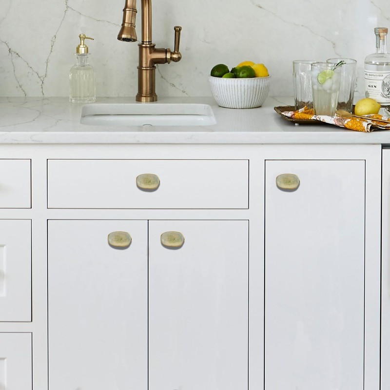 Perilla Home Set of 6 Kono Off White Ceramic Knob