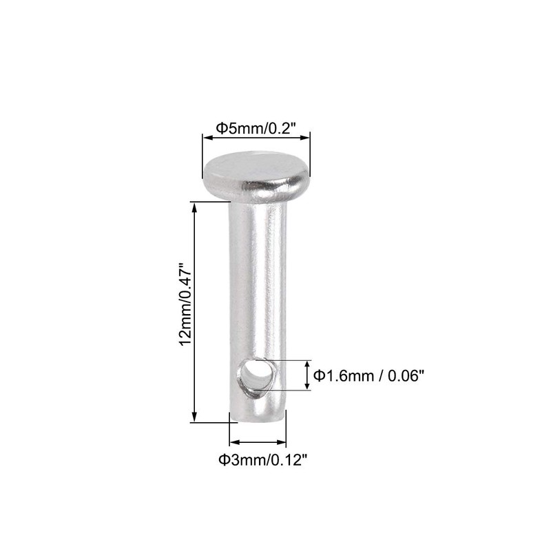 sourcing map Single Hole Clevis Pins - 3mm X 12mm
