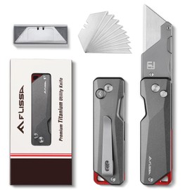 FLISSA Advanced Titanium Utility Knife, CNC Unibody, Lightweight All Metal Folding Box Cutter, Quick Change Blade Razor Knife,Ideal Gifts for Men Women, with 10 Extra Blades