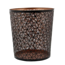 Deco 79 Metal Round Small Waste Bin with Laser Carved Design, 9" x 9" x 10", Black