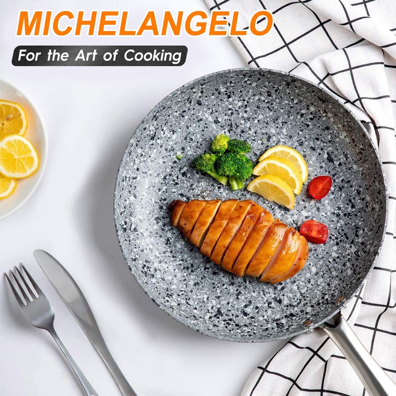 MICHELANGELO 10 Inch Frying Pan with Lid, Nonstick Frying Pan