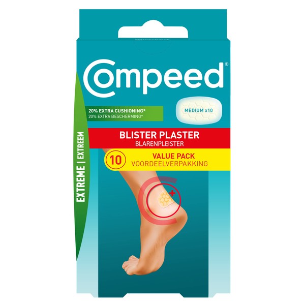 Compeed Extreme 10 Value Pack Hydrocolloid Plasters, Foot Treatment, Heal Fast, Packaging May Vary, One Size