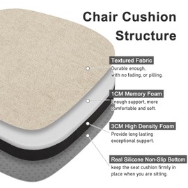 baibu 14In Metal Chair Cushion with Ties, Set of 4 Non-Slip Metal Dining Chair Pads Kitchen Seat Cushions with Machine Washable Cover, 14x14x1.5in, Beige