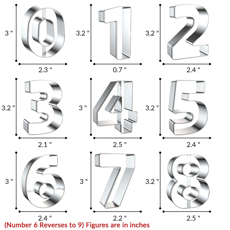 GeekLeaf 9PCS Number Cookie Cutters Set, Numbers 0-8(6 Reverses to