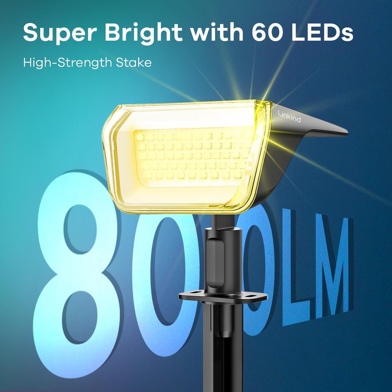 Linkind Solar Spot Lights Outdoor Waterproof IP67, 60 LED Solar