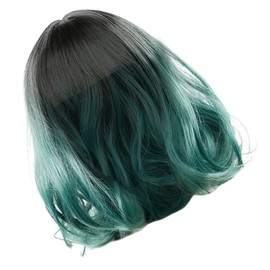 BIUDECO 1pc Women Curly Wig Short Gradient to Cosplay Hairpiece for Parties Christmas and Daily Use Handmade Wavy Synthetic Hair Accessory