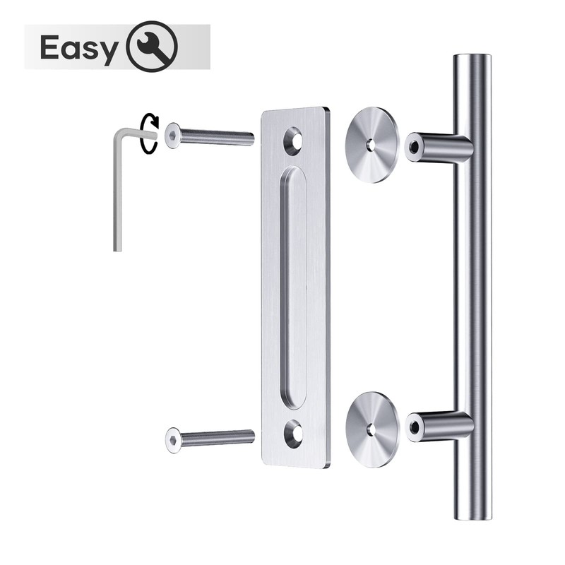 EaseLife 12" Stainless Steel Sliding Barn Door Handles and Pulls