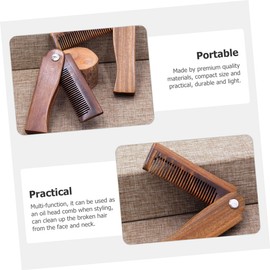 WOONEKY Ergonomic Wooden Beard Comb Folding Hair Comb for Men Hair Supply for Travel