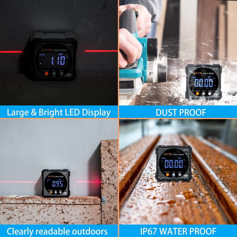 Digital Angle Finder with Electronic Laser - 4-side Strong Magnetic