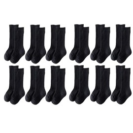 12 Pairs Baby Boys Girls Knee High Black Socks Toddler Infant Ribbed Long Socks Stockings 6-12 months old