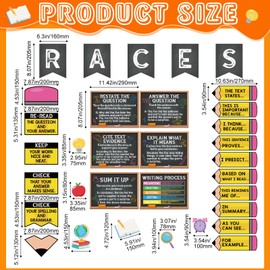 Pasimy Races Writing Strategy Bulletin Board Set Writing Process Posters for Classroom Decorations Races Alphabet Pencil with Sentences Poster Bulletin Board Cutouts Elementary Middle School(Black)