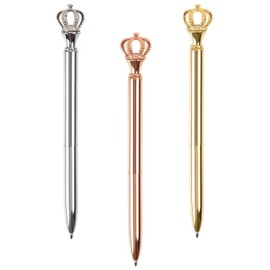 Crown Pens 3pcs Metal Ballpoint Pens 1.0 mm Crown Ballpoint Pen Crown Stationery Sketch Pens Women Ballpoint Pen Office Supplies Stationery Gift Suitable for School Office Home