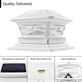 Davinci Lighting Renaissance Solar Outdoor Post Cap Lights - Includes Bases for 4x4 5x5 6x6 Posts - Bright LED Light - Pearl White (1 Pack)