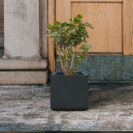 Kante 11.8" L Square Charcoal Lightweight Concrete Planters with Drainage Holes Outdoor/Indoor Modern Planter for Garden, Patio, Deck, Living Room