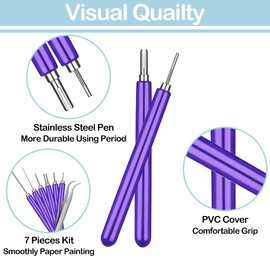 WLICCHS 7 Pieces Different Size Quilling Tools Quilling Paper Strips Pen for Art Craft DIY Paper Card Making Project, Slotting Paper Quilling Slotting Tools Kit