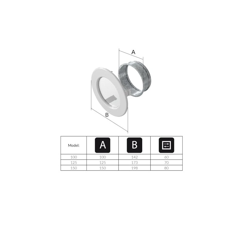 Kratki Guard Ventilation Grille Round Fi 100 mm White