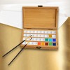 Harilla Portable Empty Bamboo, Durable Palette, Wooden Gouache with Lid,