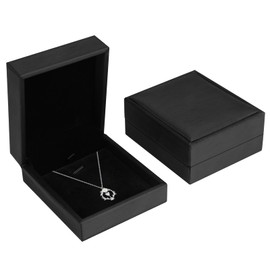Set of 2 Necklace Box, Jewellery Case for Chain, Jewellery Gift Box, Necklace, Gift Box, Jewellery Box, PU Single Grid Jewellery Box for Wedding, Anniversary, Valentine's Day, Black