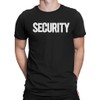 Men's Security T-Shirt Screen-Printed Front & Back (Black/White, 3XL)
