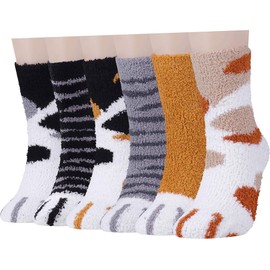 HIALTODAY Fuzzy Socks Womens Cozy Fluffy Socks for Women Soft Winter Warm Socks for Home Christmas Gifts, Cat C