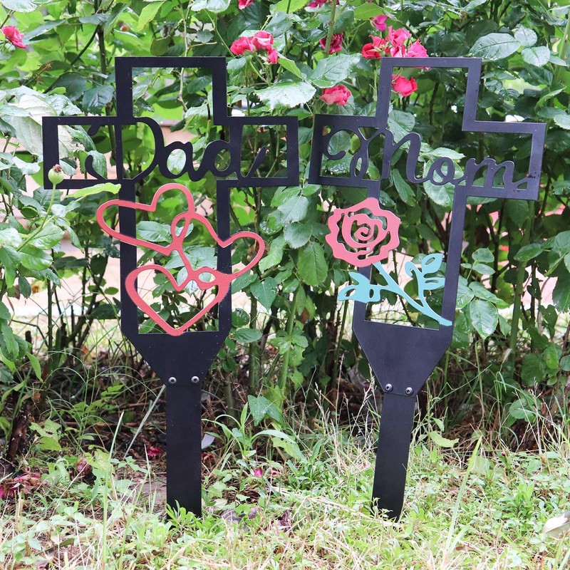 Extra Large Metal Cross Garden Stake for Dad, Cemetery Memorial