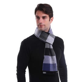 KEECOW Mens Merino Wool Winter Scarf Classic Warm Soft Thick Long (Blue)