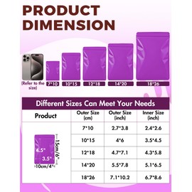 100 Pack Resealable Packaging Bags for Small Business Double-Sided Color Smell Proof Bags for Food Storage Flat Bags (Purple, 4" x 6")