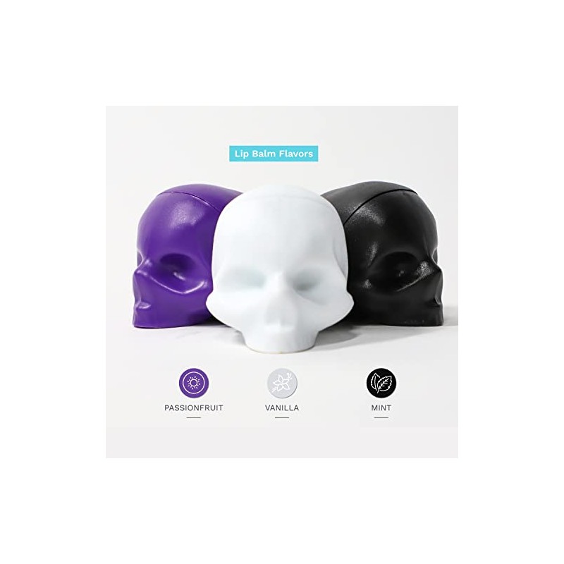 3 Skull-Shaped Lip Balm for Matte Moisturizing - Vitamin E,