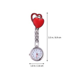 ULTECHNOVO Nurse's Watch Corsage Watch Heart Hanging Pocket Watch Nurse Watch Girls Women Brooch Watch FOB Watch Heart Rate Monitor Care Watch with Chain for Medical Quartz Movement, red, Modern