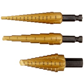 Irwin Industrial Tools 15502 Unibit 502T Titanium Nitride Coated Step Drill Bit Set with Nylon Pouch, 3-Piece