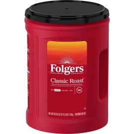 Folgers Classic Roast Ground Coffee, Medium Roast, 43.5 oz Canister, Fresh
