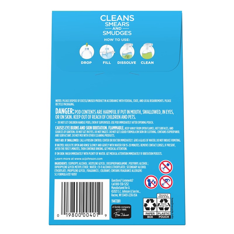 Windex Dissolve Concentrated Pods, Multisurface Cleaner, 2 Concentrated Dissolvable Refill