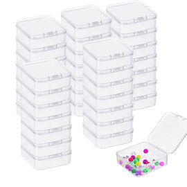 Dball 50 Pieces Small Clear Plastic Square Boxes with Lids Mini Storage Containers for Pills Beads Jewelry Other Small Items (4.5 x 4.5 x 2 cm)