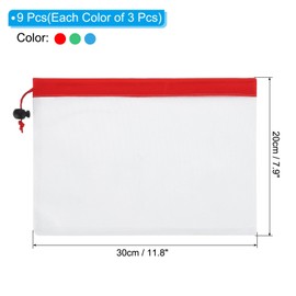 PATIKIL Mesh Produce Bags, 9 Pack Reusable Produce Bag Drawstring Washable See-Through Grocery Bags for Fruits Veggies Storage, (3 Red Small, 3 Green Medium, 3 Blue Large)