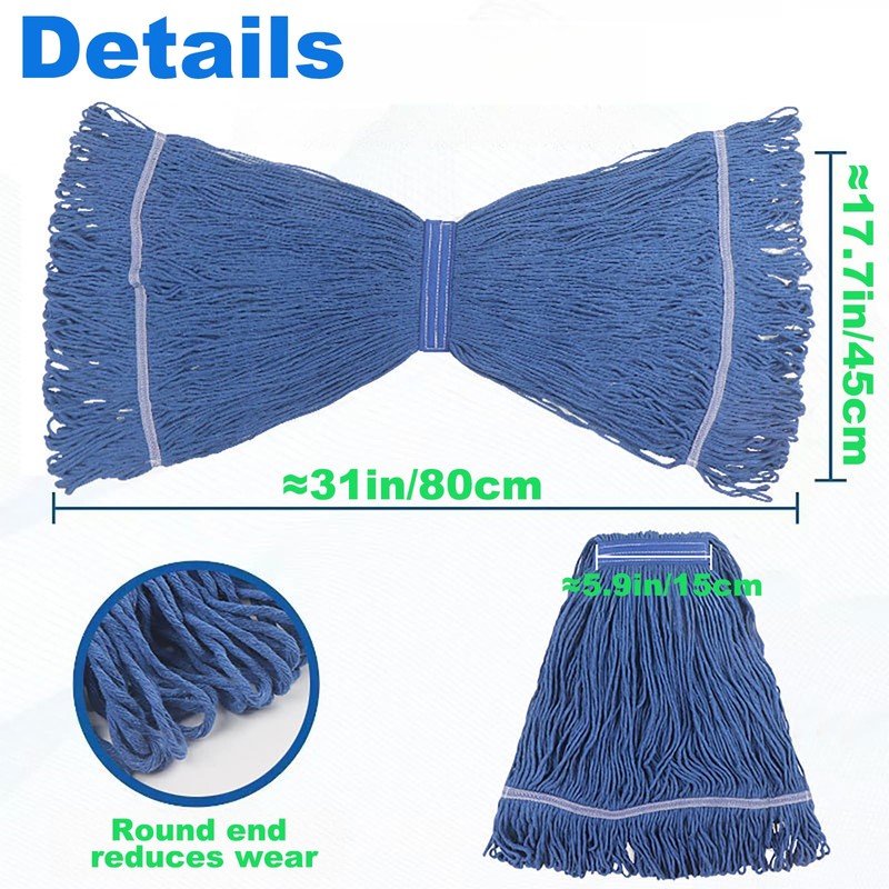 Commercial Mop Head Replacement 6 Pack, Heavy Duty Cotton Mop