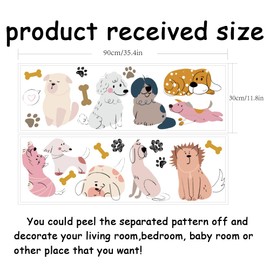 SUPERDANT Cartoon Dogs Wall Stickers Puppy and Bones Wall Decal Kids Room Peel and Stick Art Sticker DIY Animals Colorful Vinyl Mural for Nursery Kids Bedroom Playroom Classroom 90x30CM
