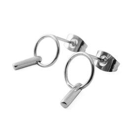 HONEYCAT Charlie Link Bar Earrings in Gold, Rose Gold, or Silver | Minimalist, Delicate Jewelry (Silver)