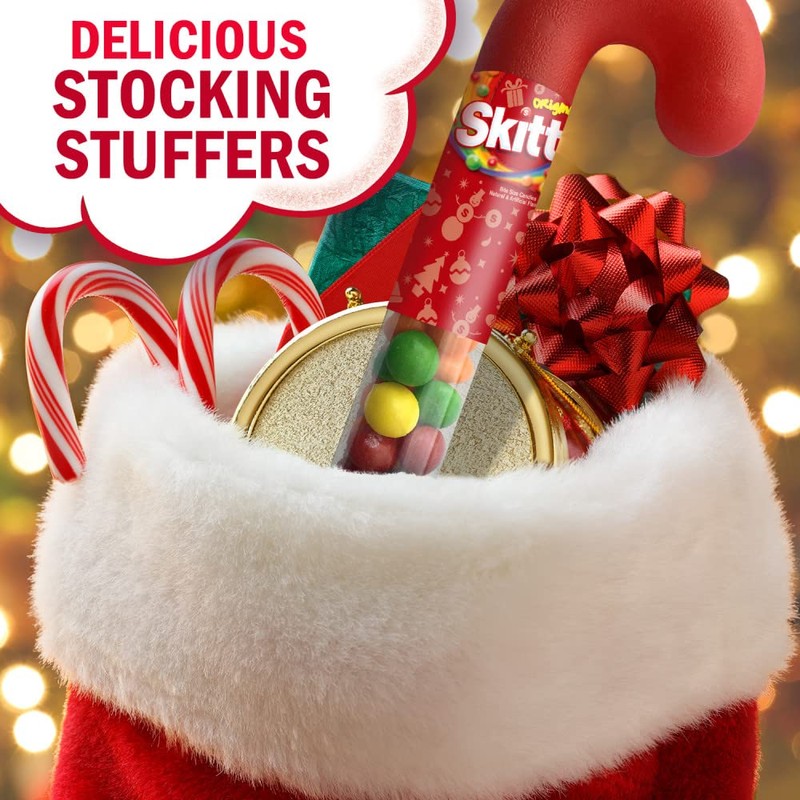 SKITTLES Original Christmas Chewy Candy Cane Gift, 2.6 oz